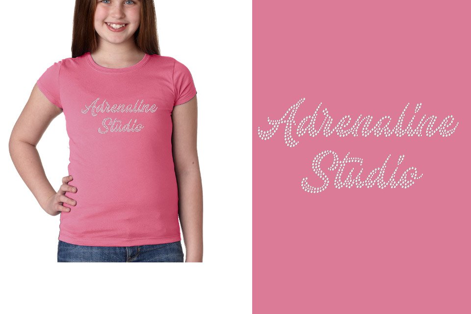 Rhinestones Adrenaline Studio stones 1-color Youth Girls' Princess T-Shirt