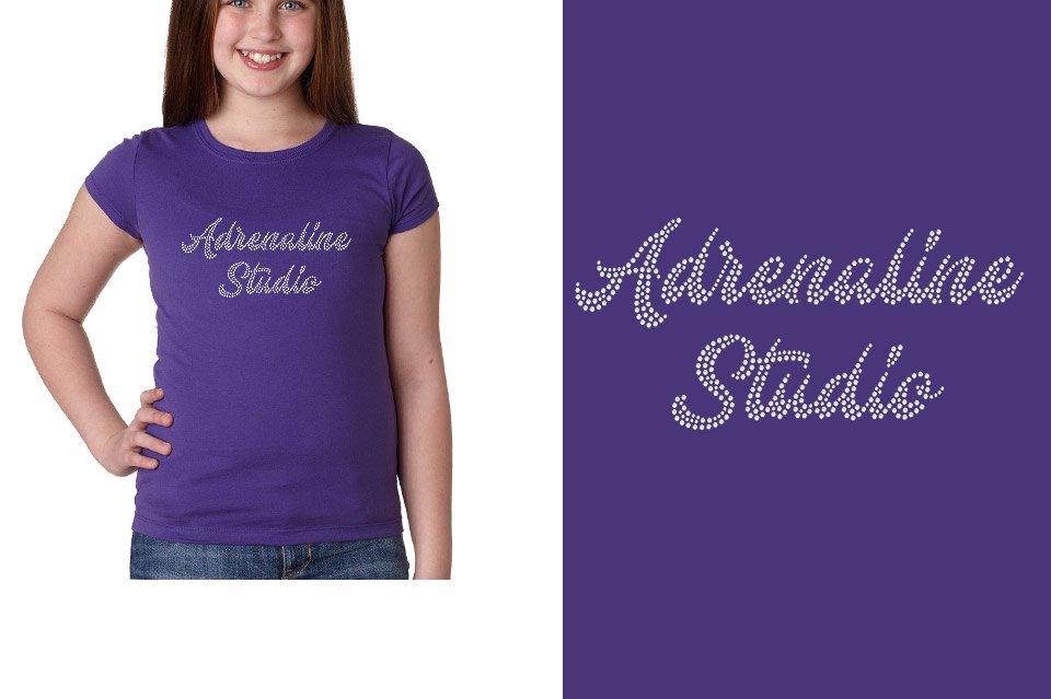 Rhinestones Adrenaline Studio stones 1-color Youth Girls' Princess T-Shirt