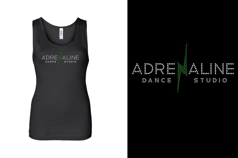 Rhinestones Adrenaline Dance Studio logo stones Youth Tank