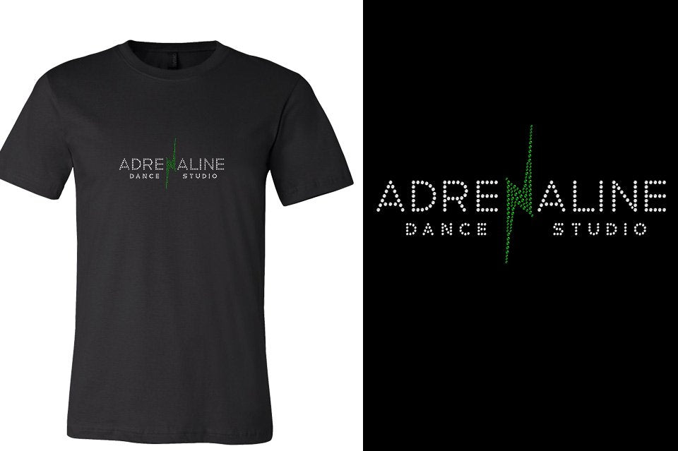 Rhinestones Adrenaline Dance Studio logo stones Unisex t-shirt