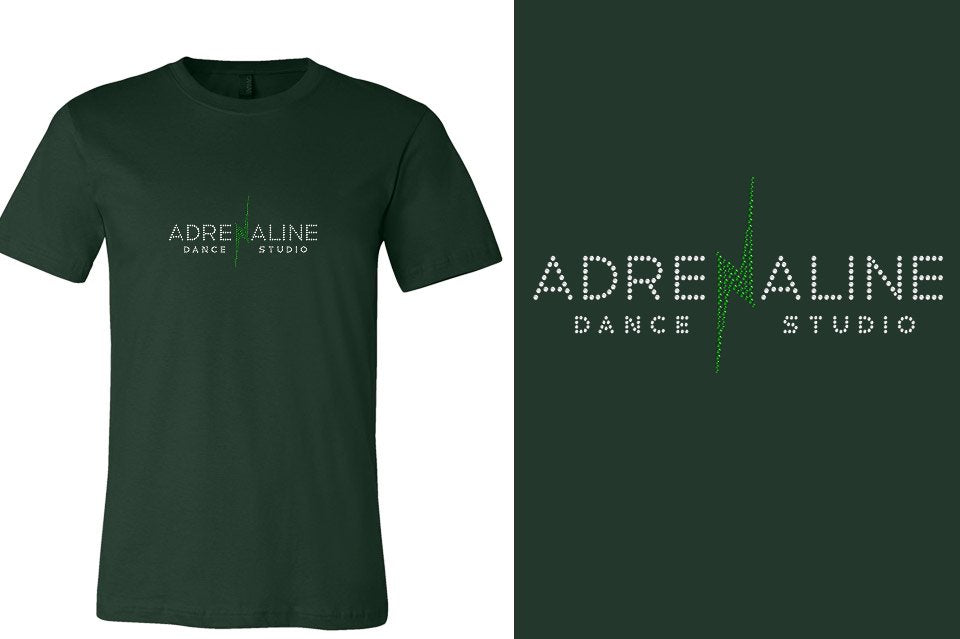 Rhinestones Adrenaline Dance Studio logo stones Unisex t-shirt