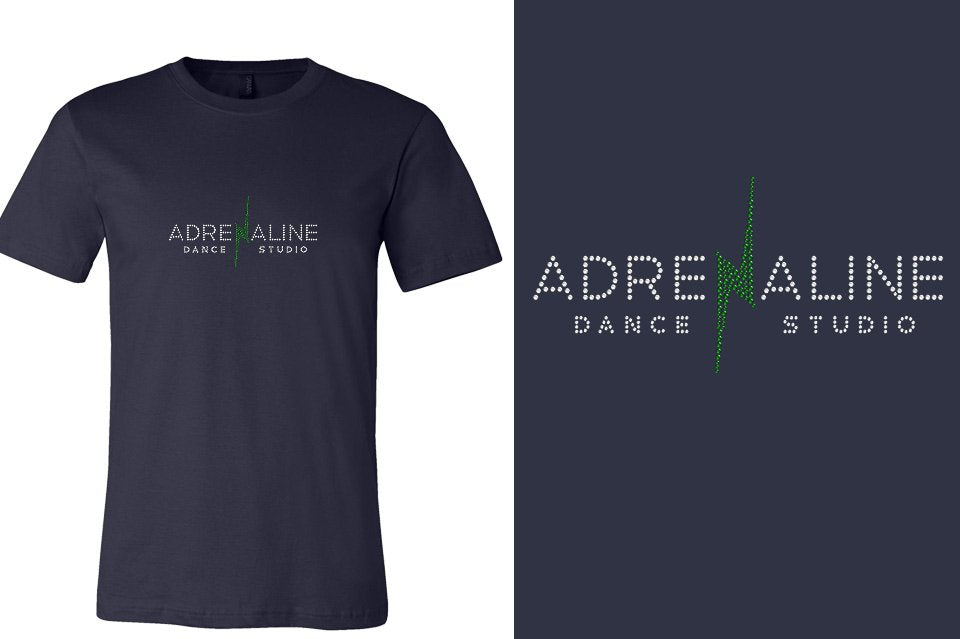Rhinestones Adrenaline Dance Studio logo stones Unisex t-shirt