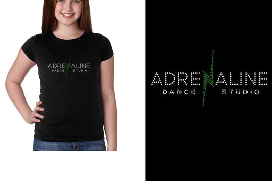 Rhinestones Adrenaline Dance Studio logo stones Girls' Princess T-Shirt