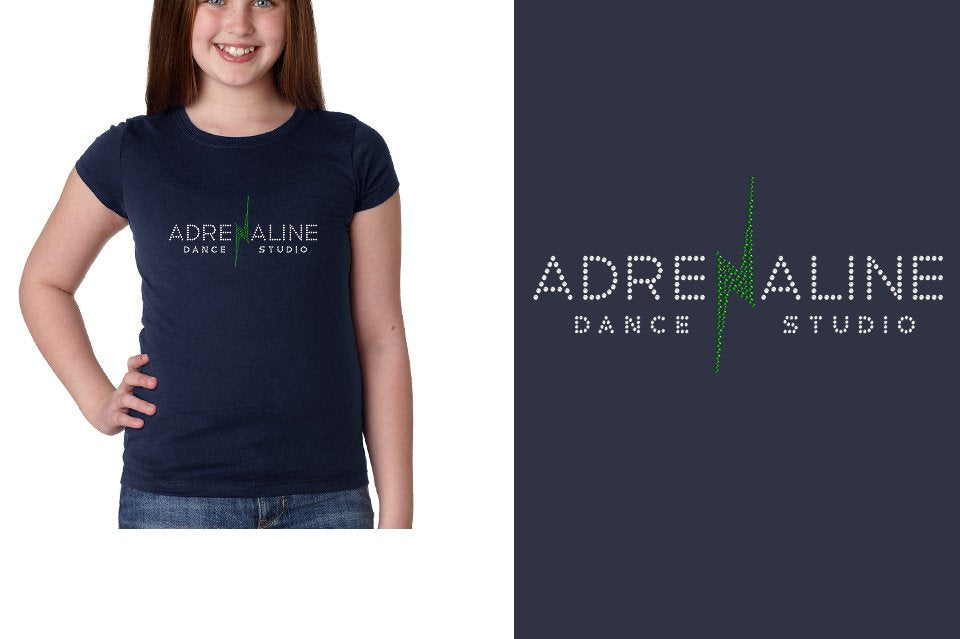 Rhinestones Adrenaline Dance Studio logo stones Girls' Princess T-Shirt